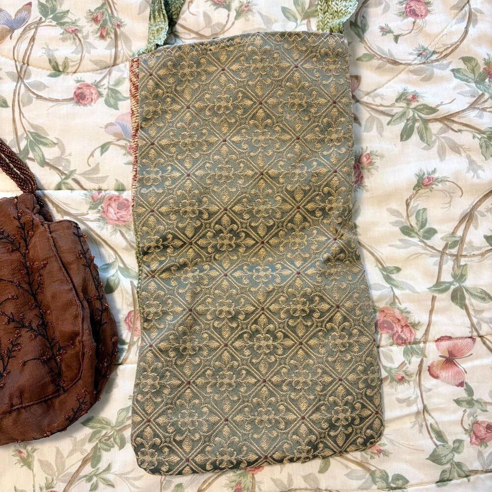 Vintage Boho Artisan Handbag Lot of 2 Beaded Purse & Patchwork Crossbody - Picture 4 of 10